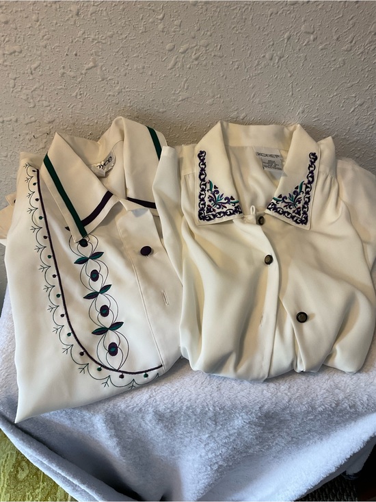 Koret Tops - 2 Vintage Koret Women’s Button Down Sheer Embroidered Blouse Floral